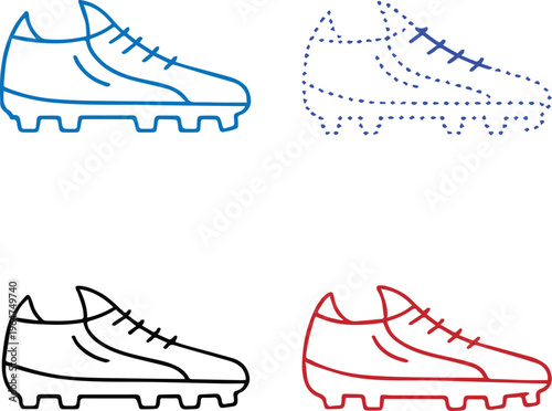 Soccer Cleat Outline Icons Set