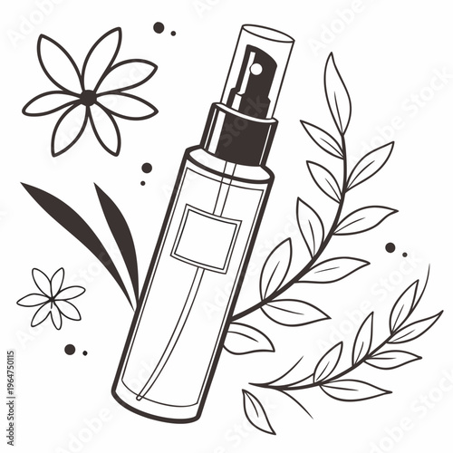 Of a perfume bottle with flowers and leaves beauty skincare