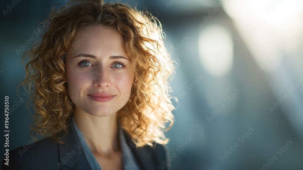 Obraz premium modern professional studio portrait with blured businessbackground and natural sunlight