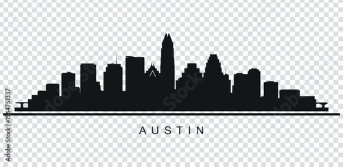 Vector illustration black silhouette of austin city skyline