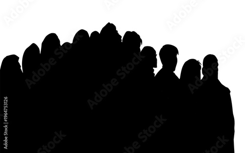 Vector illustration of a crowd listening to a speaker.