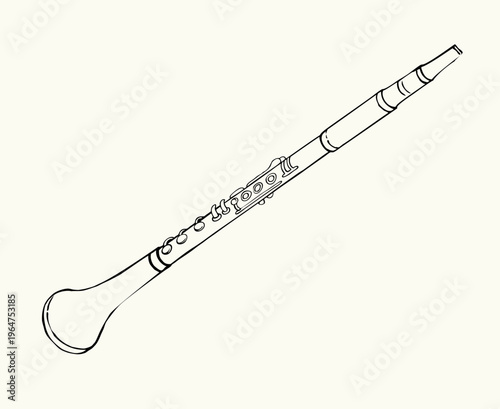 Vector line drawing of clarinet