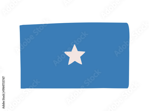 かわいいソマリアの国旗アイコン　手描きタッチの旗イラスト