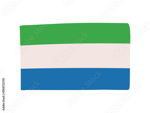 かわいいシエラレオネの国旗アイコン　手描きタッチの旗イラスト