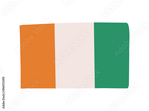 かわいいコートジボワールの国旗アイコン　手描きタッチの旗イラスト