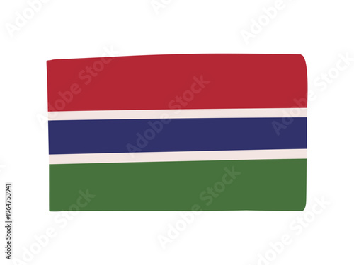 かわいいガンビアの国旗アイコン　手描きタッチの旗イラスト