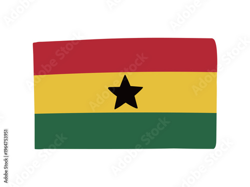 かわいいガーナの国旗アイコン　手描きタッチの旗イラスト