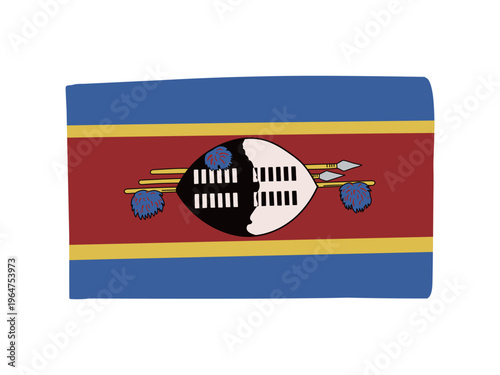 かわいいエスワティニの国旗アイコン　手描きタッチの旗イラスト