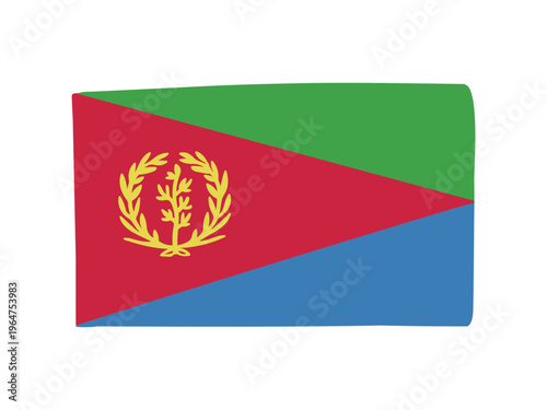 かわいいエリトリアの国旗アイコン　手描きタッチの旗イラスト