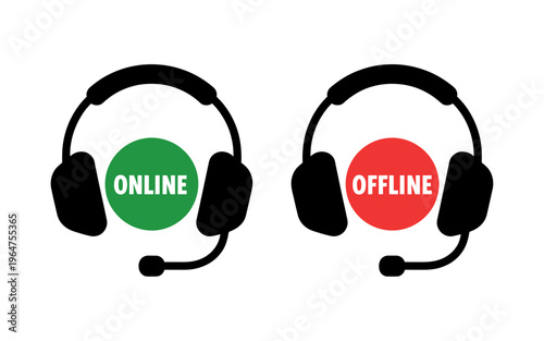 Headset icons with online and offline status indicators