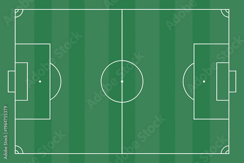 Soccer field with white lines and goals on green grass pitch