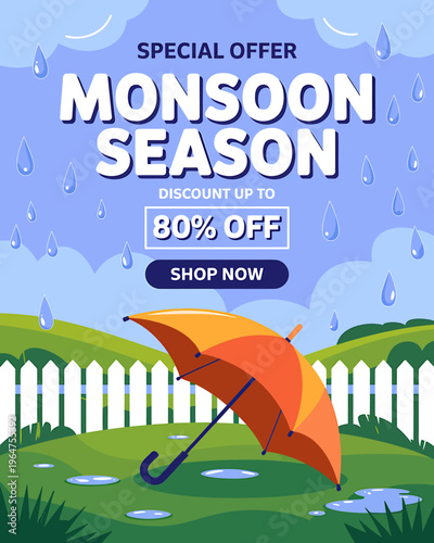 Monsoon season special offer discount up to eighty percent off shopping now outdoor umbrella