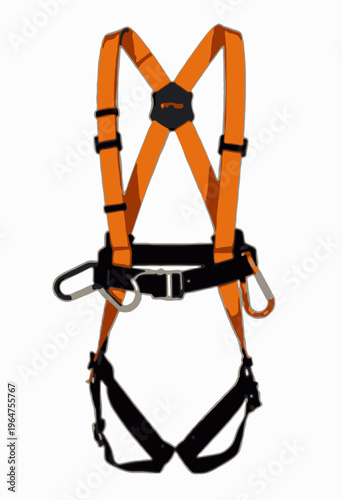 Bright Orange Safety Harness with Adjustable Straps and Dual Carabiners for Secure Construction or Climbing