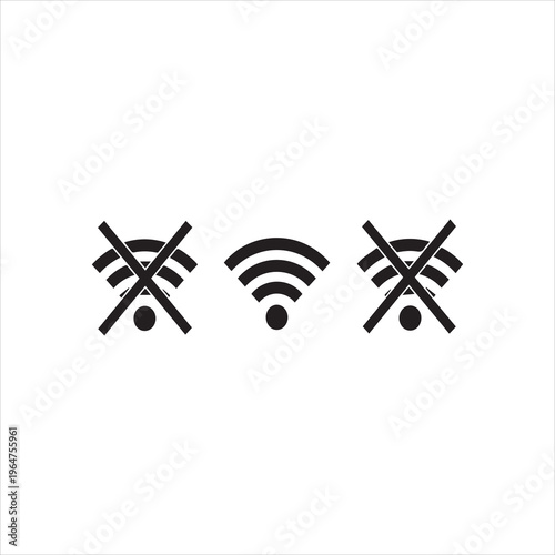  WiFi signal icon set with wireless internet connection and no wifi symbol isolated on white background technology network vector illustration