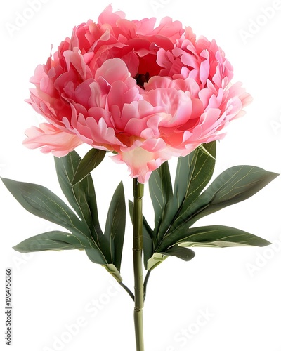 Single peony flower with full layered petals isolated on white isolated on white background 