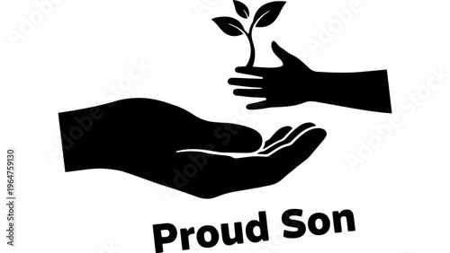 Growth and Nurturing Symbol, Generational Care, Family Support, Plant Seedling Transfer, Proud Son Legacy