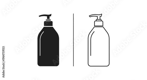 Black and white soap lotion bottles Vector