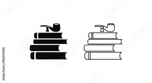Books and pipes simple illustration Vector