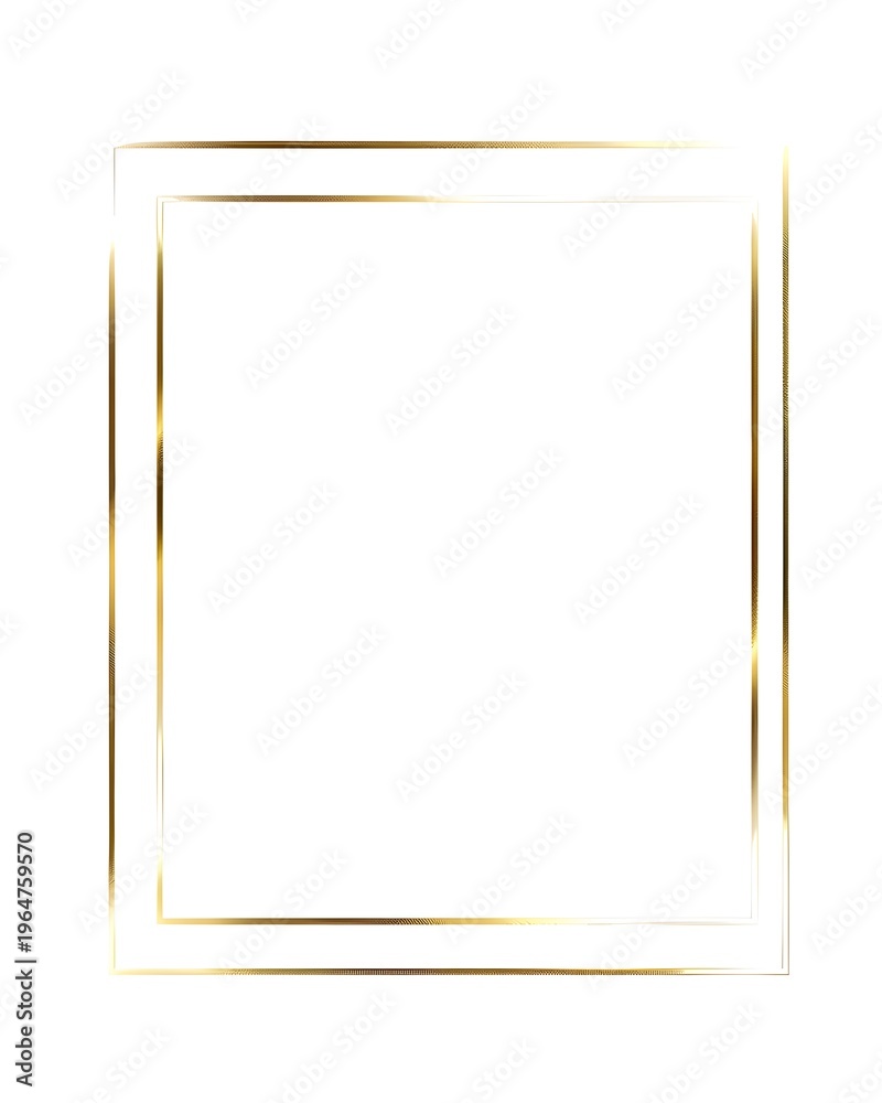 Fototapeta premium Ultra-thin gold border forming a modern square outline isolated on white background 