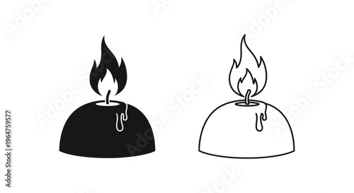 Black and white illustration of two burning candles Vector