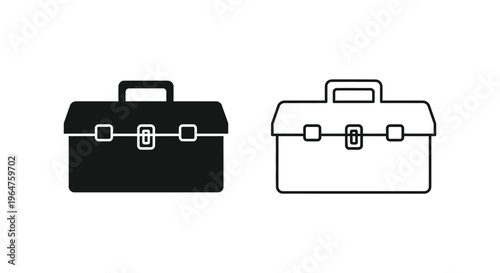 Black and white briefcase icon set Vector
