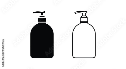 Black and white hand soap bottle icons Vector