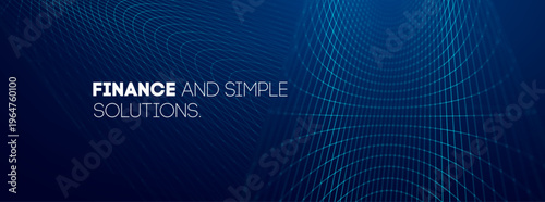 Finance Abstract background fintech with Business business intelligence blue background and blue digital technology. Technology network wave with modern grid mesh and waves minimal geometric.