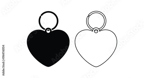 Black and white heart shaped keychains Vector