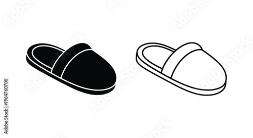 Black and white slippers pair Vector