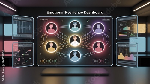 Emotional Resilience Dashboard on Computer Screen in Dark Room