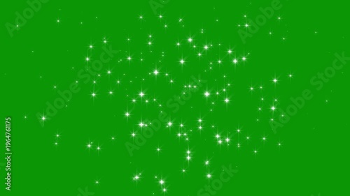Twinkling star, vector glowing star light effect doodle style on green screen chroma Key, twinkle sparkle stars animation,twinkling star motion graphics with green screen background.4K