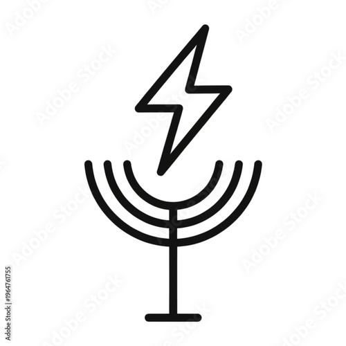 Electric signal icon power distribution energy transmission wireless electricity vector line symbol