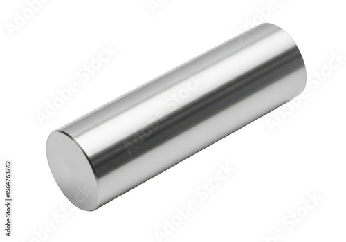 A shiny metal cylinder with a rounded end isolated on transparent background