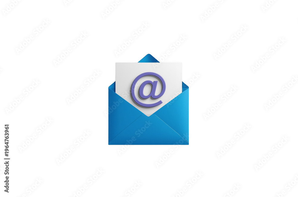 Obraz premium Blue envelope showing email at sign symbol