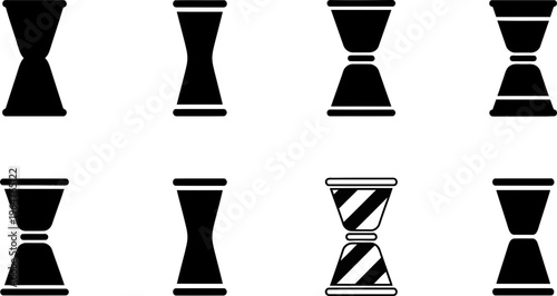 set of four cocktail glasses and shakers flat design vector illustration