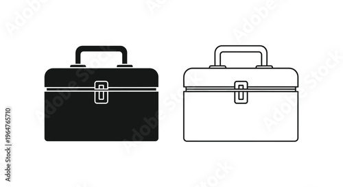 Black and white briefcases with handles Vector