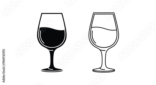 Wine glasses with wine and water Vector