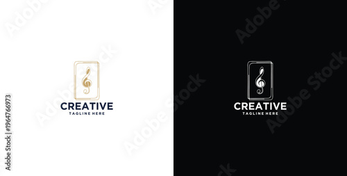 Musiknoten, Rahmen, Notenschlüssel logo design