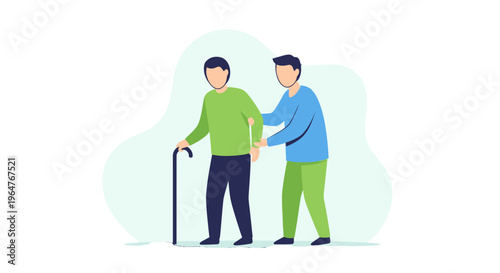 Two men supporting each other walking.