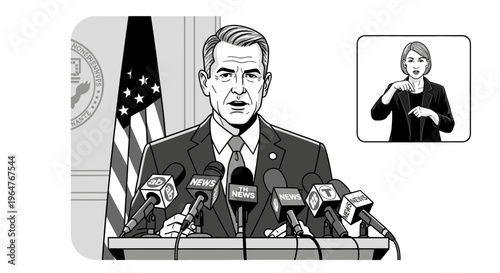 American Sign Language Interpreter at Press Conference.