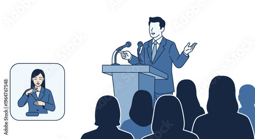 Businessman giving a presentation to audience.