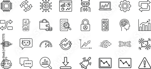 Modern digital interface icons for mobile applications and technology