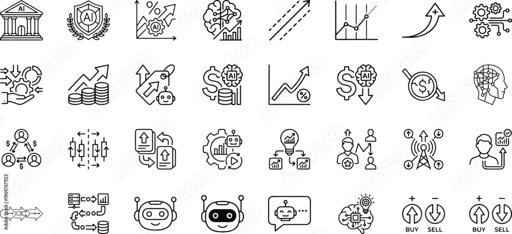 Fototapeta premium Digital banking and artificial intelligence price comparison shopping icons