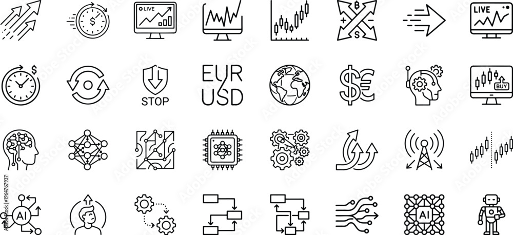 Obraz premium Foreign exchange currency trading and global network technology icons