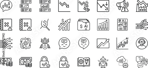 Market crisis analysis and secure cryptocurrency wallet protection icons