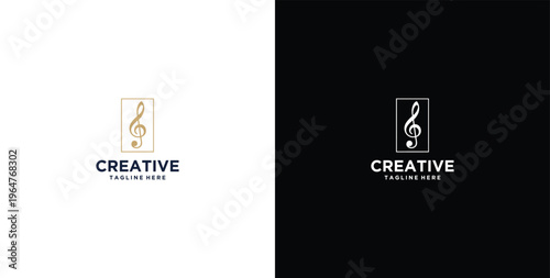 Musiknoten, Rahmen, Notenschlüssel logo design