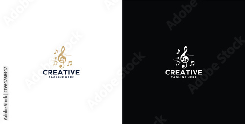 Musiknoten, Rahmen, Notenschlüssel logo design