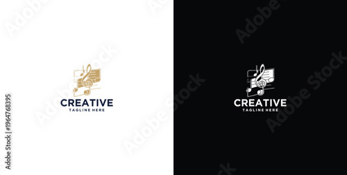 Musiknoten, Rahmen, Notenschlüssel logo design