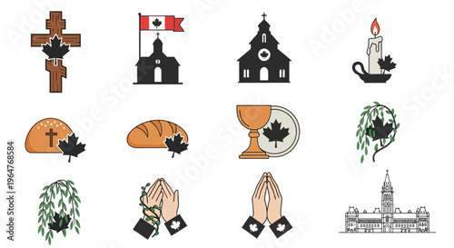 Religious and national symbols of canada a collection of icons