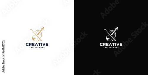 Musiknoten, Rahmen, Notenschlüssel logo design